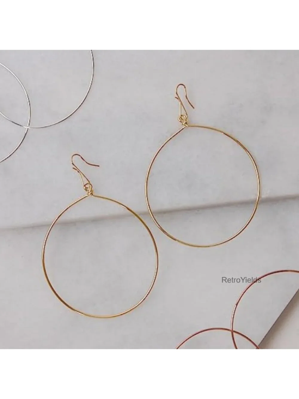 18K Gold Plated Hoop Dangle Earrings for Women, Hypoallergenic Drop Earrings